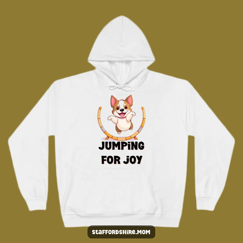 Funny Playful Staffy Hoodie, Cozy Jumping Dog Sweatshirt, Energetic Gift