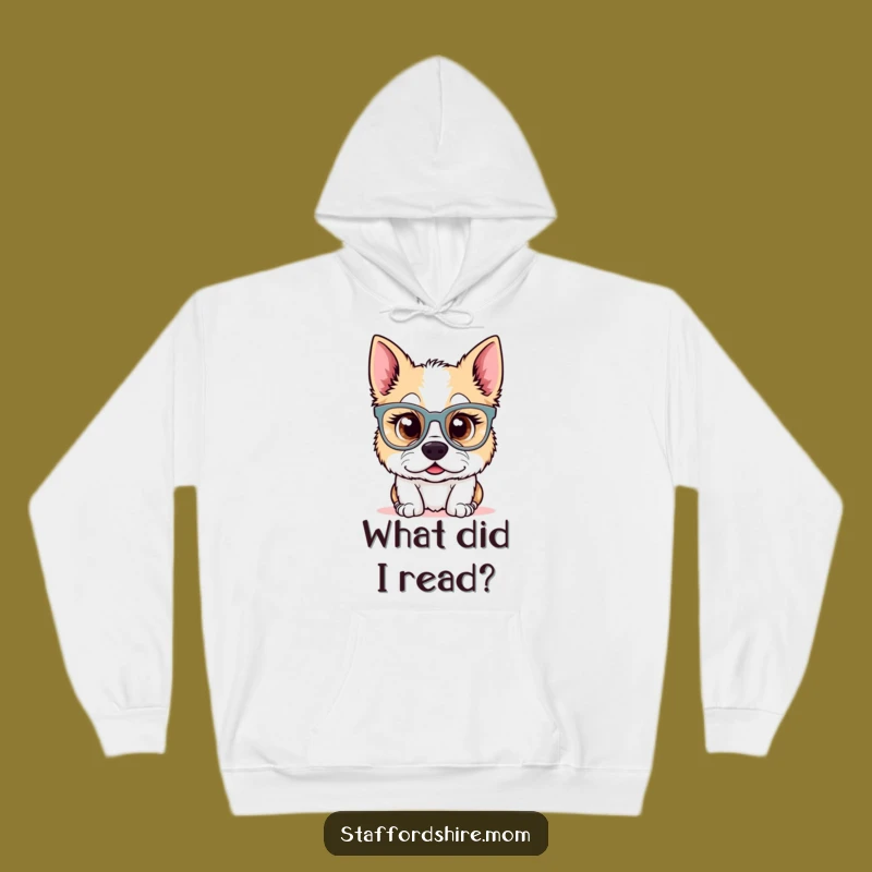 Funny Kawaii Staffy Glasses Hoodie: Surprised Dog, Cozy & Quirky Gift!