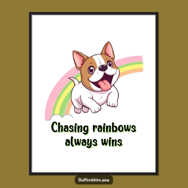 Free Printable Staffy Rainbow Slide Wall Art - Fun Dog Downloadable Decor