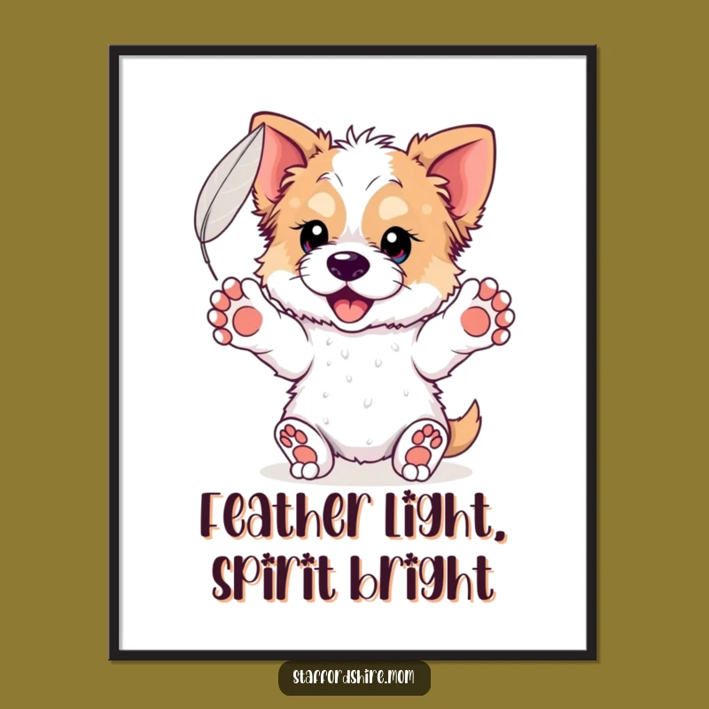 Free Printable Wall Art: Feather Dog Decor, Serene Staffordshire Art