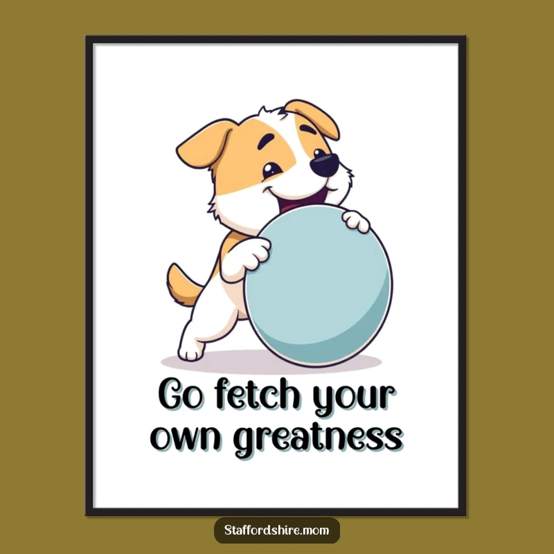 Free Printable Dog Wall Art: Sturdy Fetching Dog Toy Downloadable Energetic Decor