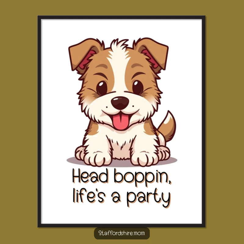 Free Printable Kawaii Staffy Wall Art: Energetic Dog Poster, Playful Digital Download!