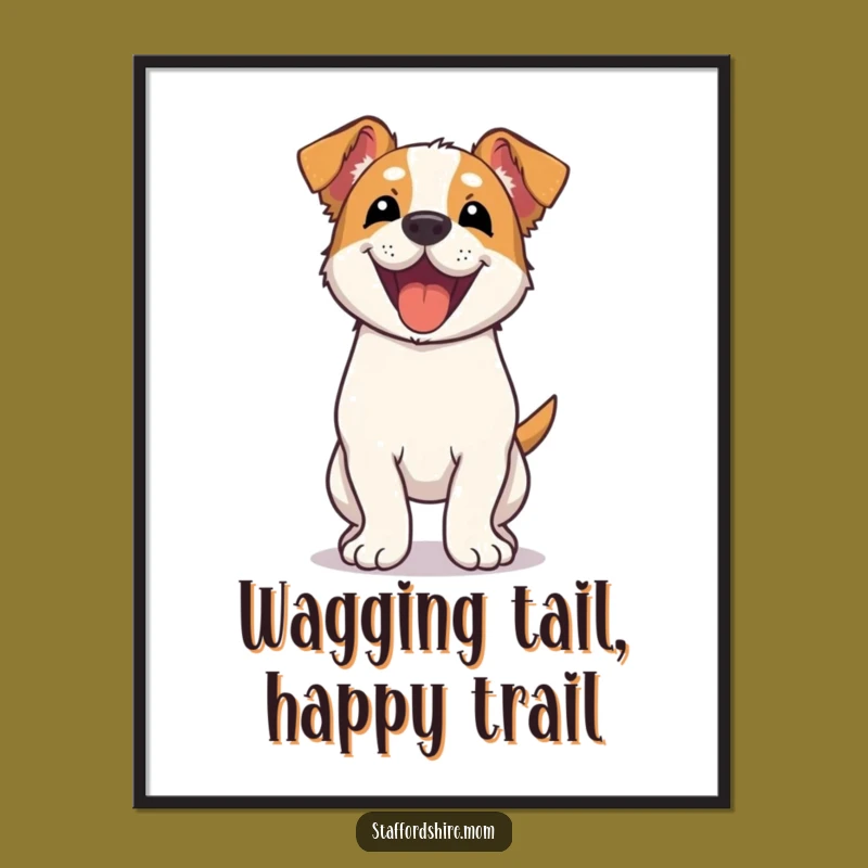 Free Printable Kawaii Staffy Wall Art: Wagging Dog Decor, Playful Digital Download!