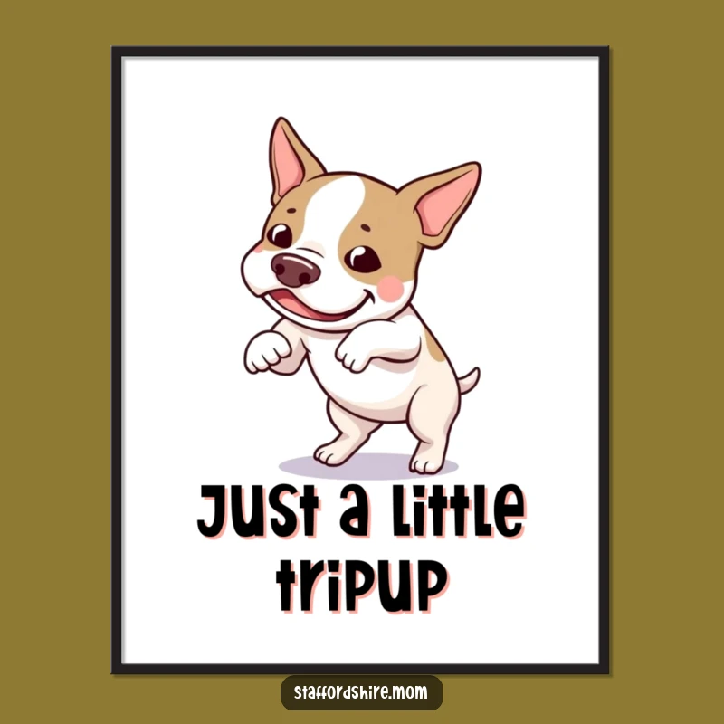 Free Printable Staffy Tripping Wall Art - Funny Dog Downloadable Decor