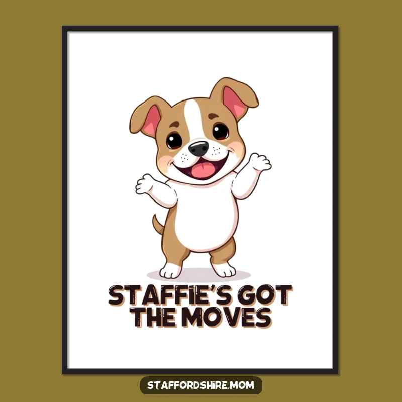 Free Printable Wall Art: Funny Dancing Staffordshire Bull Terrier Dog Decor!