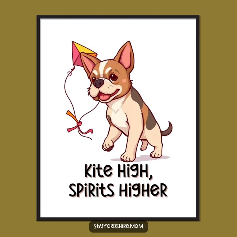 Funny Free Printable Wall Art: Determined Staffy with Kite Decor