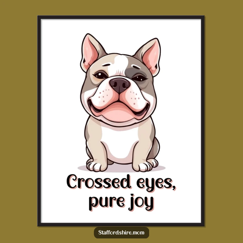 Funny Free Printable Wall Art: Silly Face Bull Terrier - Quirky Downloadable Decor