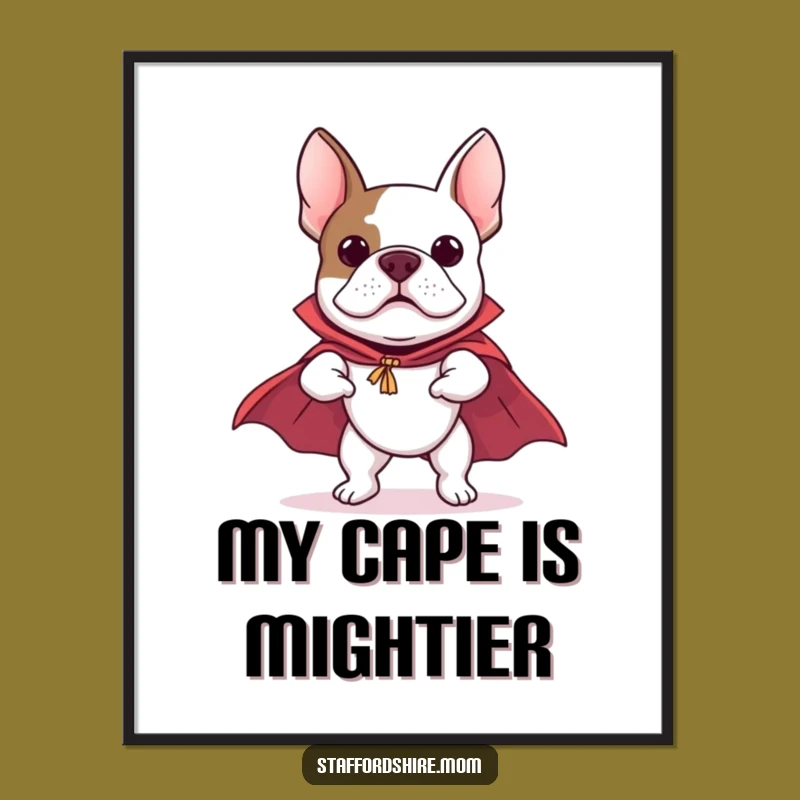 Free Printable Wall Art: Super Staffy Flying in Cape!