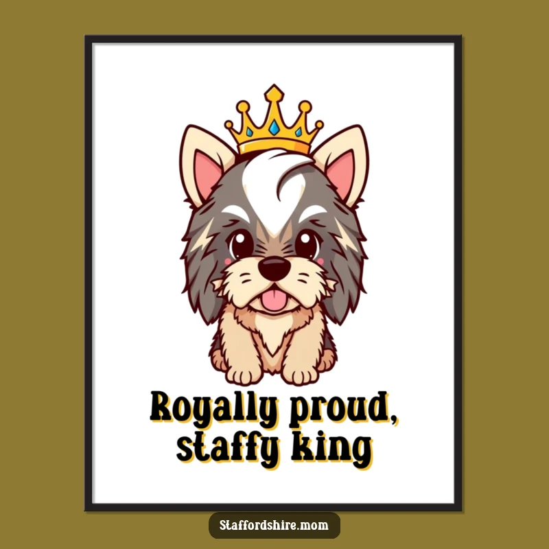 Funny Free Printable Wall Art: Crowned Staffordshire Pride, Downloadable Regal Decor!