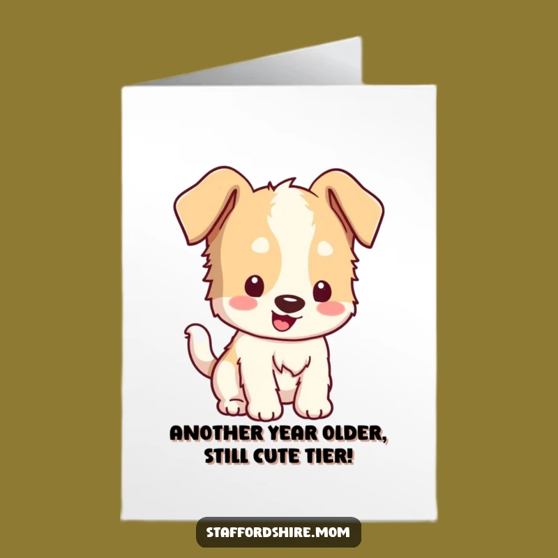 Free Printable Birthday Card: Funny Staffordshire Dog Gift, Wagging Tail Downloadable