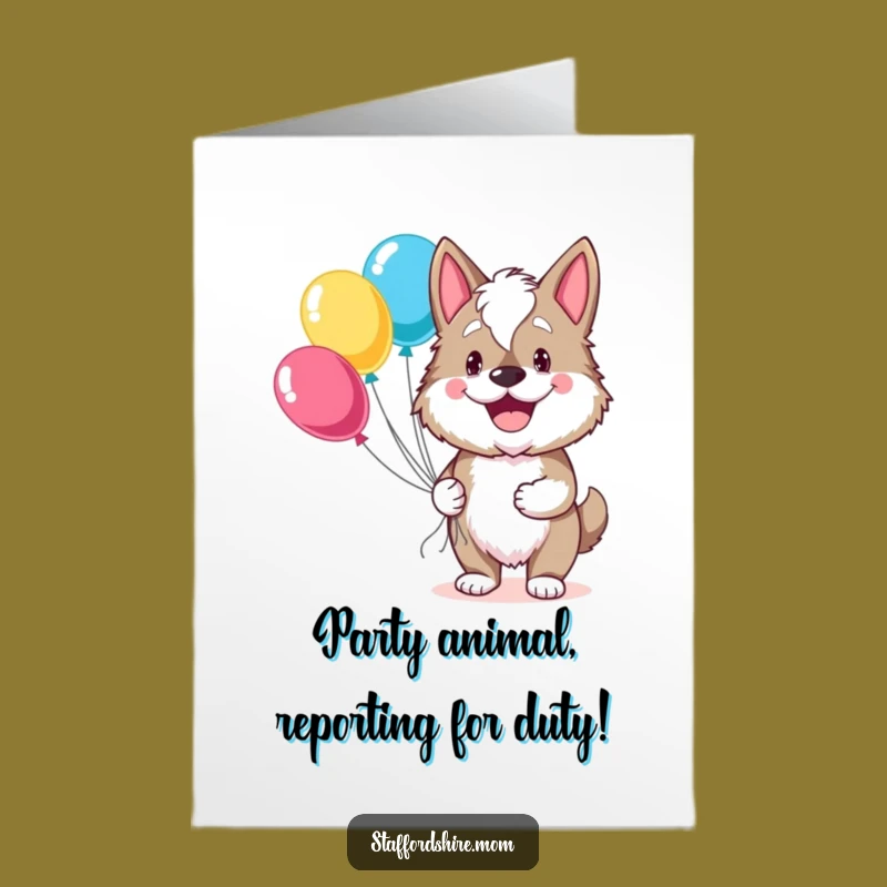 Free Printable Birthday Card: Grinning Staffordshire Balloon Fun!