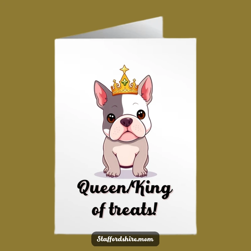 Free Printable Birthday Card: Royal Staffy Crown, Funny Downloadable Gift for Royalty