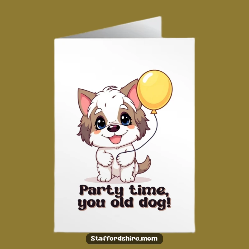 Free Printable Goofy Staffordshire Balloon Birthday Card - Funny Dog Downloadable Gift