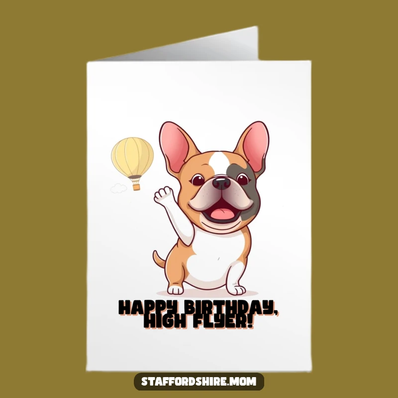 Free Printable Staffy Hot Air Balloon Birthday Card - Funny Dog Downloadable Gift