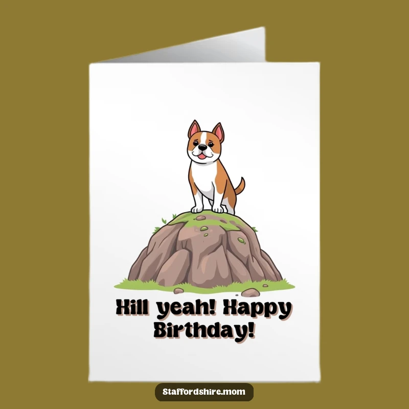 Free Printable Birthday Card: Brave Staffordshire Dog Hero - Funny Downloadable Gift