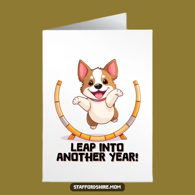 Free Staffy Birthday Card: Playful Dog Jumps for Joy DIY