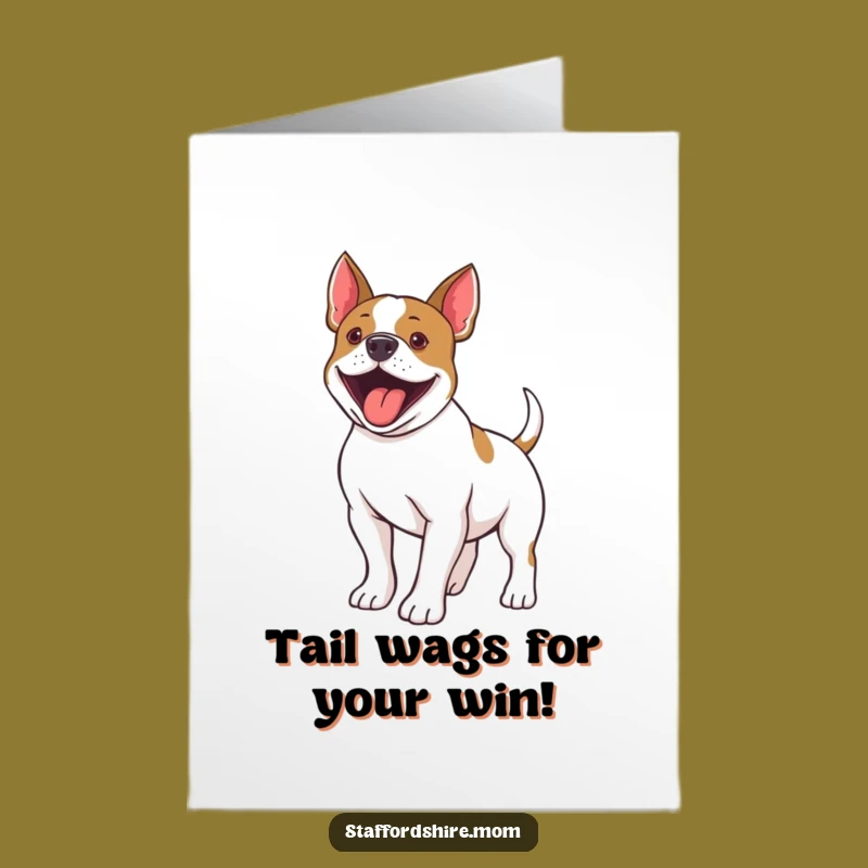 Free Printable Congratulations Card: Staffy Tail Wag for a Joyful, Funny Downloadable Gift