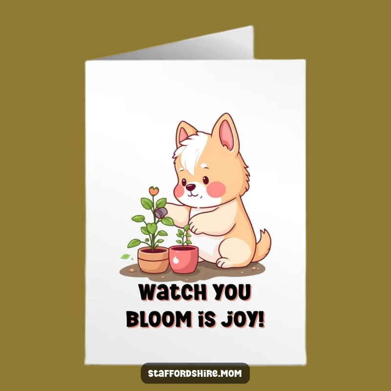 Free Printable Congrats Card: Rosy Staffordshire, Plant, Funny Growth Gift