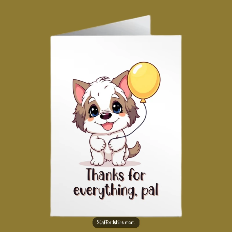 Free Printable Goofy Staffordshire Balloon Thank You Card - Funny Dog Downloadable Gift