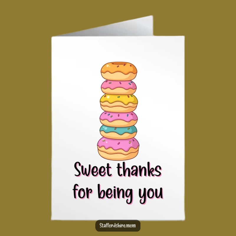 Free Printable Staffy Thank You Card: Donut Tower, Funny Dog, Downloadable Sweetness