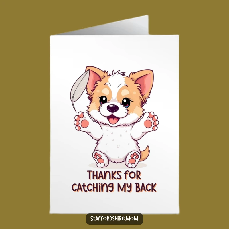 Free Printable Thank You Card: Feather Thanks, Gentle Staffordshire Dog