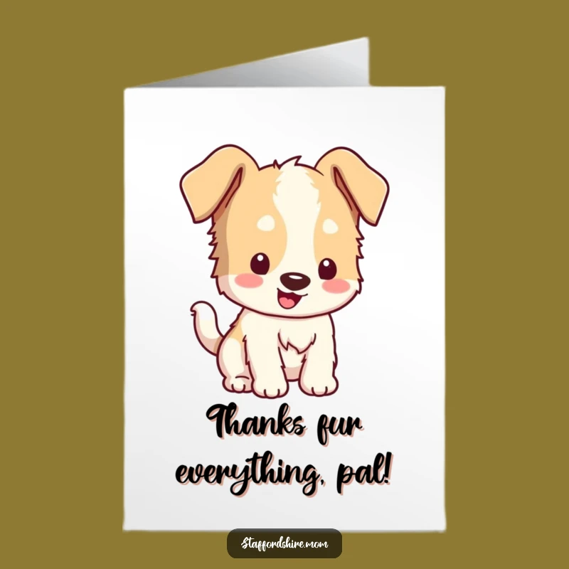 Free Printable Thank You Card: Grateful Staffordshire Dog Gift, Tail Wag Download