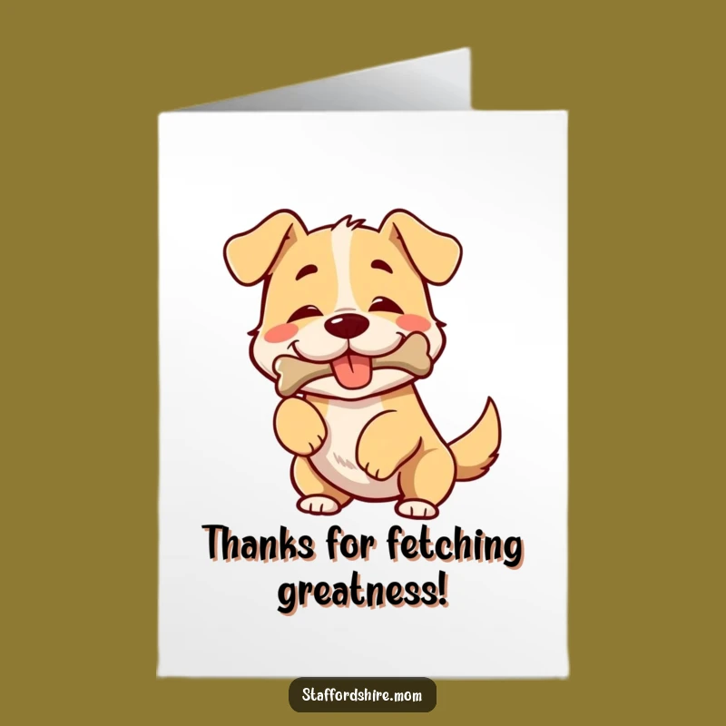 Free Printable Thank You Card: Happy Dog Wiggling Bone, Funny Downloadable