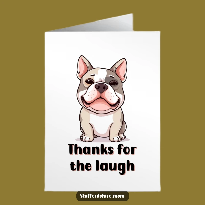 Free Printable Thank You Card: Silly Face Bull Terrier - Humorous Downloadable Gratitude