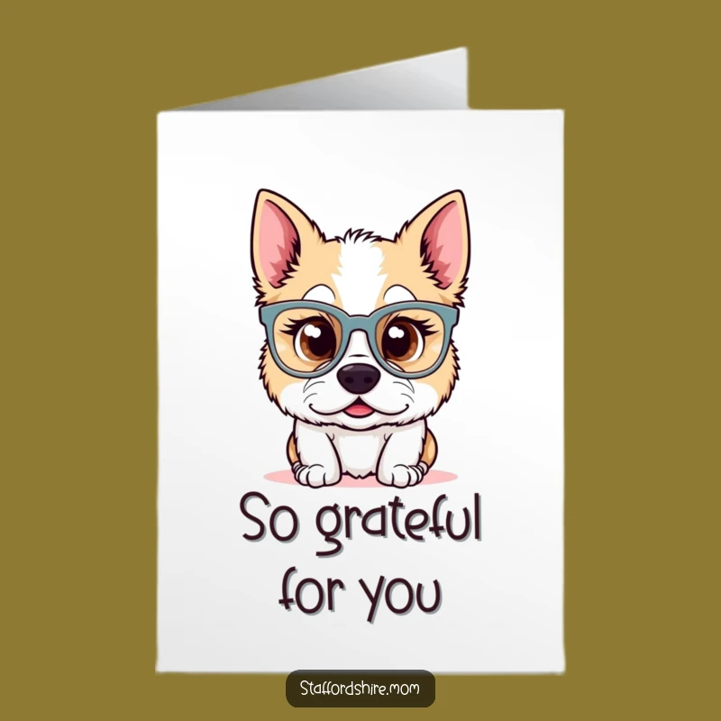 Free Printable Thank You Card: Surprised Staffy, Sweet Downloadable Gift