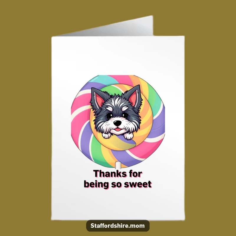 Free Printable Thank You Card: Sweet Thanks, Lollipop Staffordshire Dog