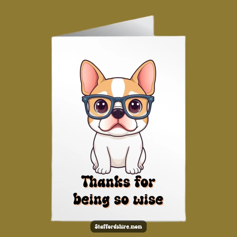 Free Printable Thank You Staffy Card: Curious Glasses Gratitude Downloadable Gift