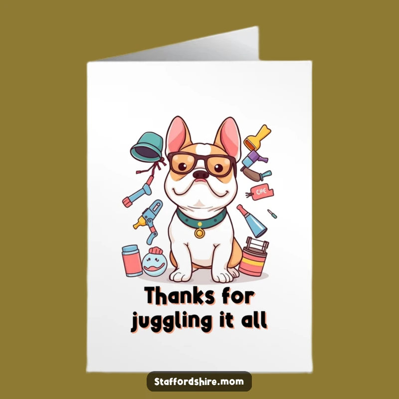 Free Printable Thank You Card: Bull Terrier Balance - Humorous Downloadable Gratitude