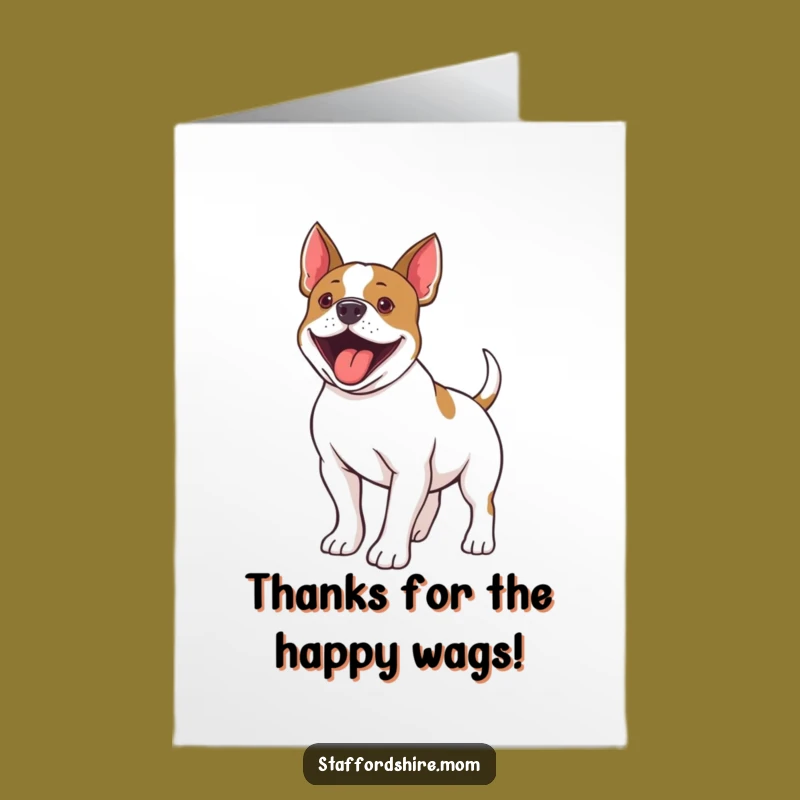 Free Printable Thank You Card: Staffy Tail Wag for a Grateful, Funny Downloadable Gift