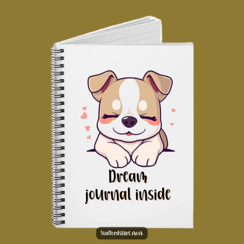 Funny Sleepy Staffy Notebook, Dreaming Dog Journal, Peaceful Gift for Writers