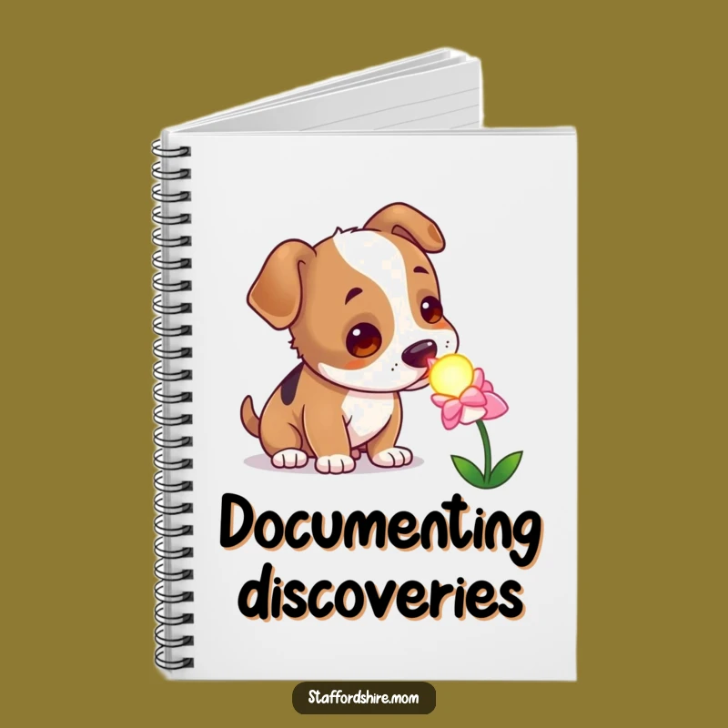 Funny Curious Staffy Notebook, Enchanted Dog Journal, Whimsical Gift for Writers