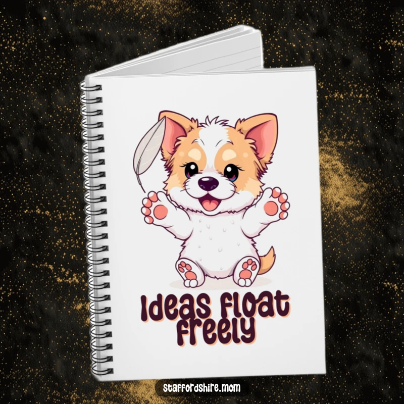 Funny Staffordshire Feather Notebook: A notebook with a dog catching a floating feather, inspiring peaceful thoughts and notes.