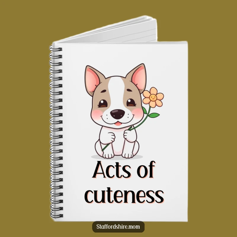 Funny Kawaii Staffy Notebook: Flower Offering Journal, Sweet Humorous Gift