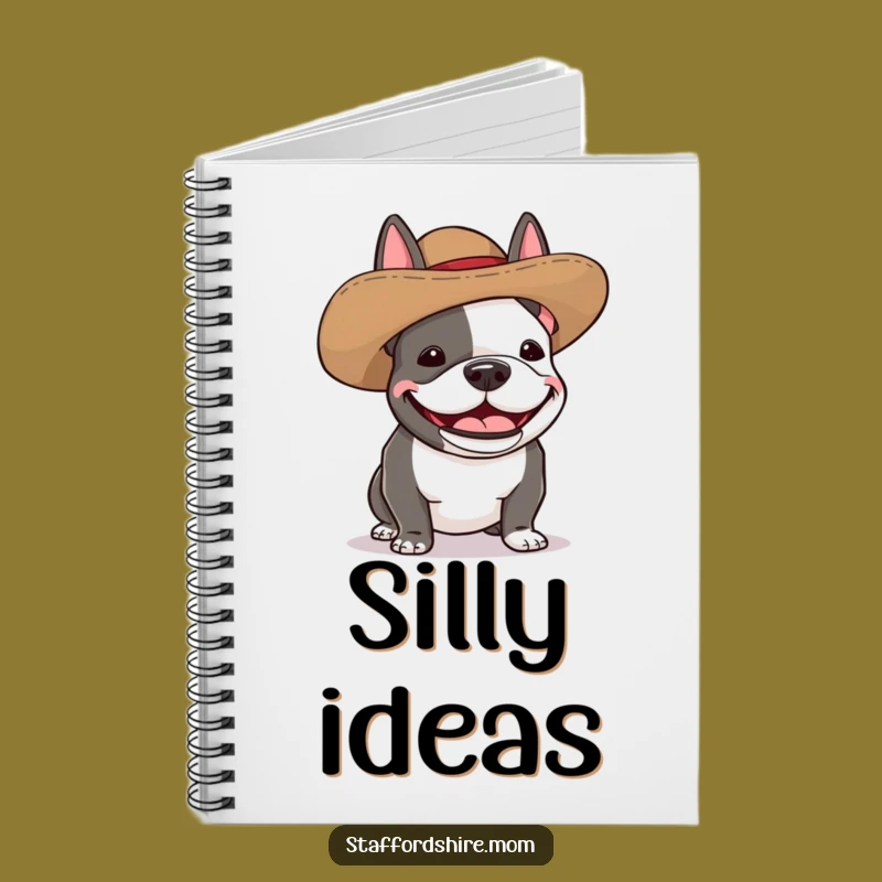 Funny Staffy Silly Hat Notebook - Dog Lover's Journal