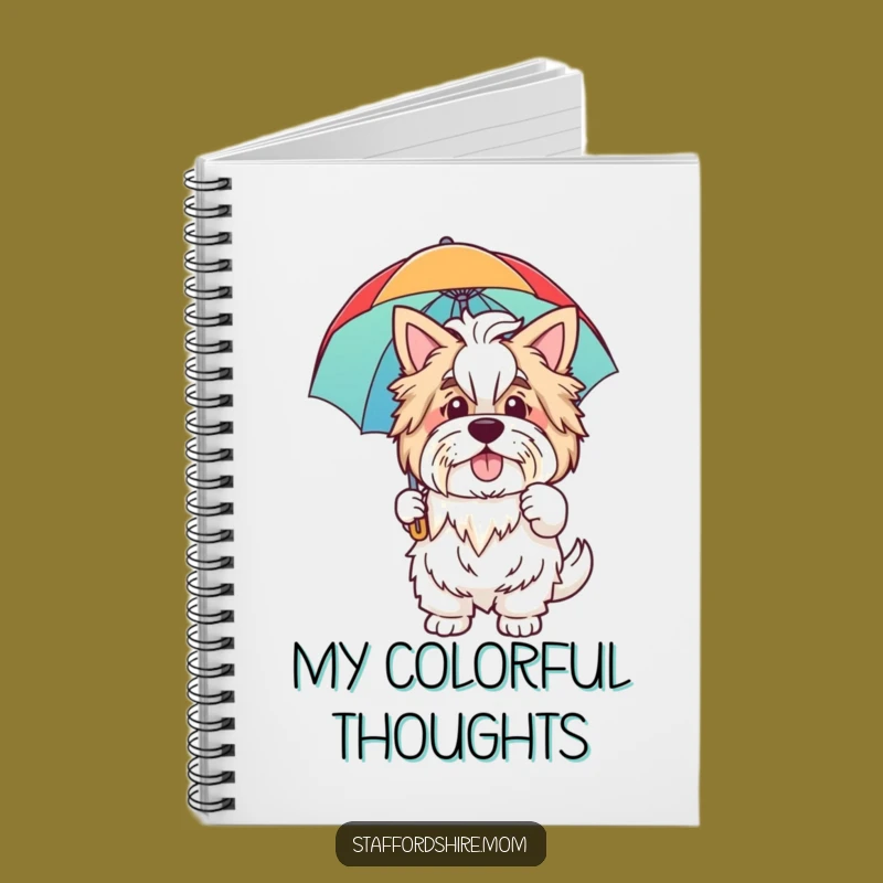 Funny Staffordshire Notebook: Wave Friendly, Rainbow Umbrella, Journal Gift