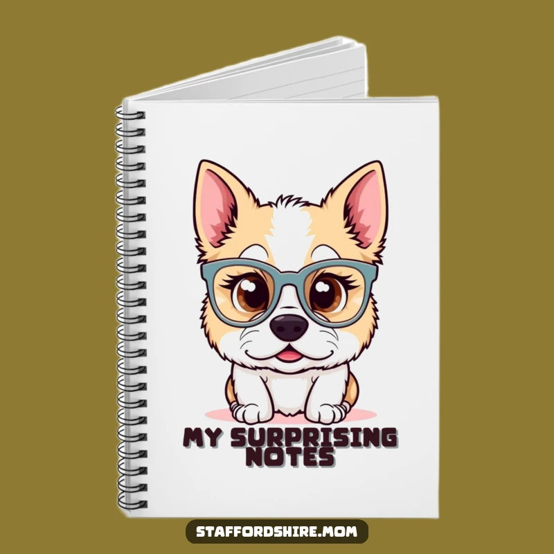Funny Kawaii Staffy Glasses Notebook: Surprised Dog for Quirky Notes!