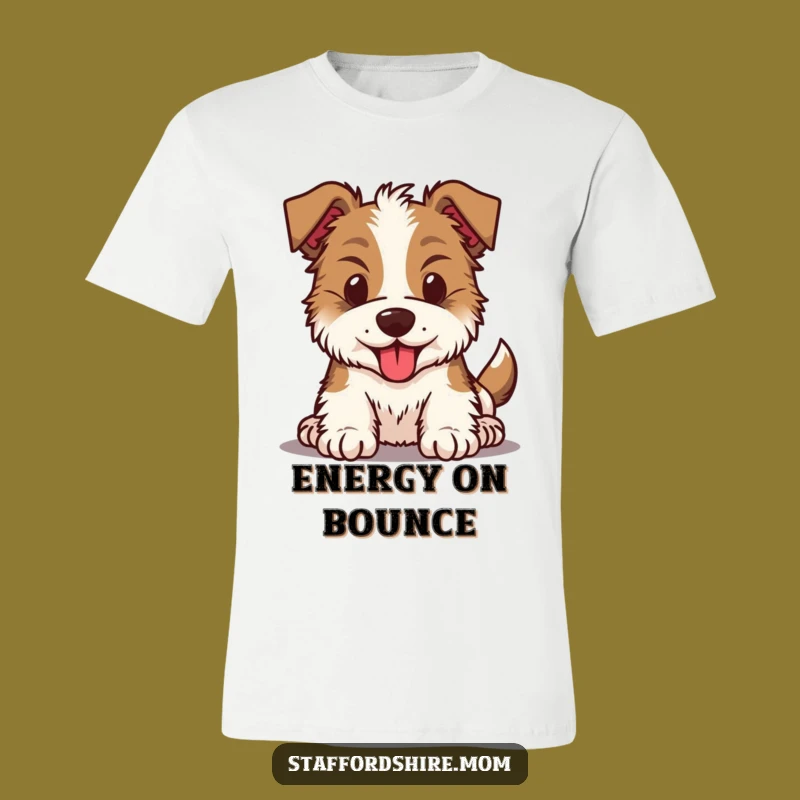 Funny Kawaii Staffy T-Shirt - Bouncing Head Energy Tee