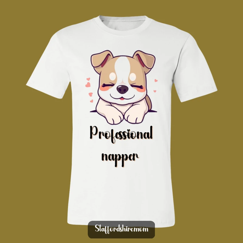 Funny Sleepy Staffy T-Shirt, Dreaming Dog Tee, Cozy Pet Lover Gift