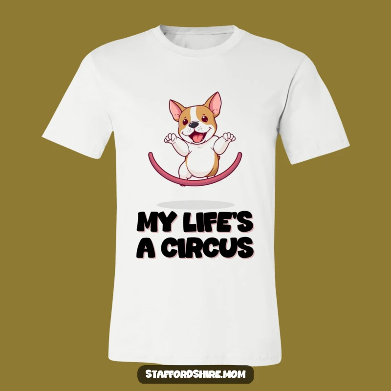 Funny Staffordshire Bull Terrier Hoop Jump T-Shirt - Comical Dog Lover Gift