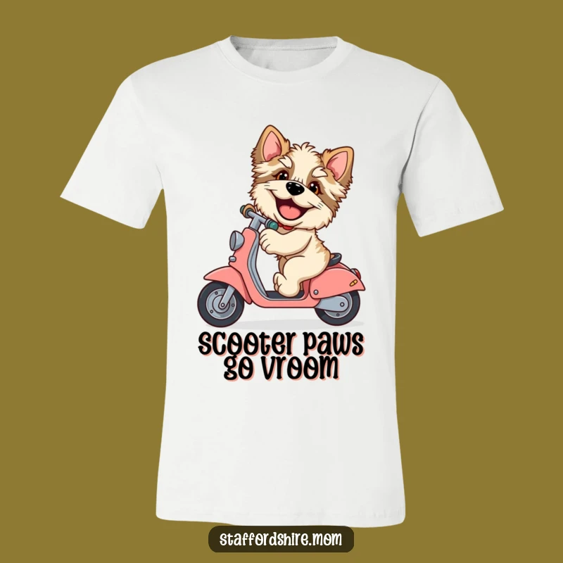 Funny Staffordshire Scooter T-Shirt: Giggling Paws, Humorous Dog Apparel Gift