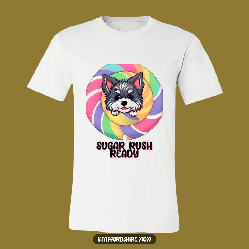 Funny Staffordshire Tee - Peeking Lollipop Surprise, Cute & Playful!