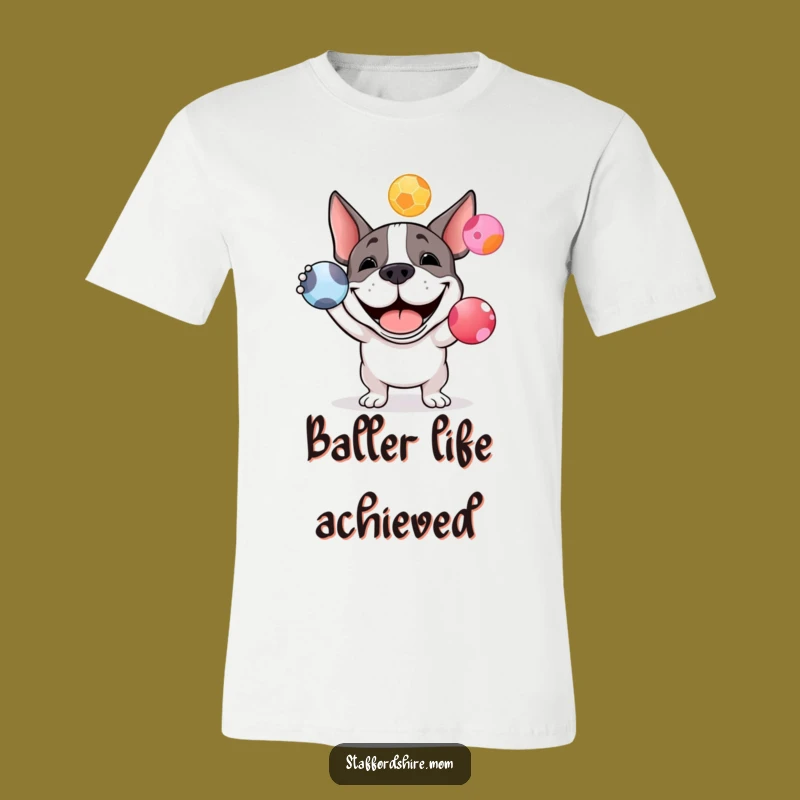 Funny Staffy Juggling T-Shirt: Show Off Your Love for Hilarious Bull Terriers