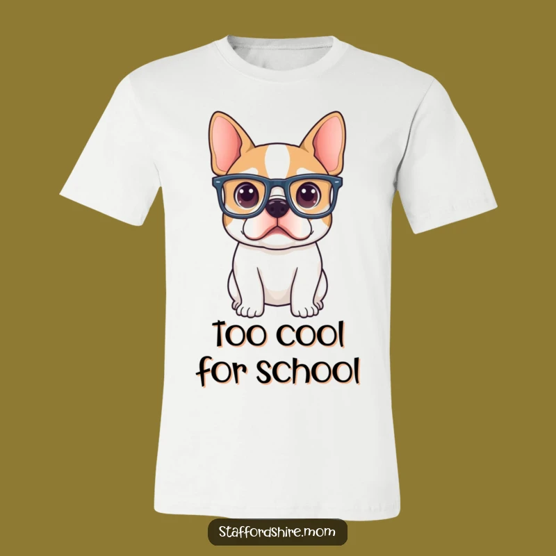 Funny Curious Staffy T-Shirt: Big Glasses Dog Tee, Hilarious Intellectual Gift