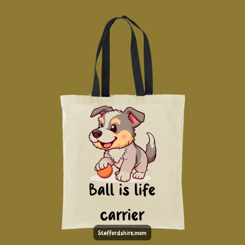 Funny Staffordshire Tote Bag: Fetching Dog Design, Perfect Humorous Shopping Gift