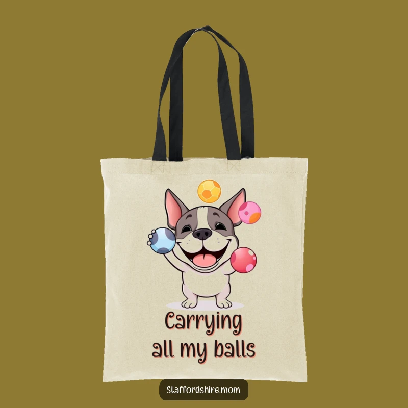 Funny Staffy Juggling Tote Bag: Carry Your Essentials with Doggy Delight