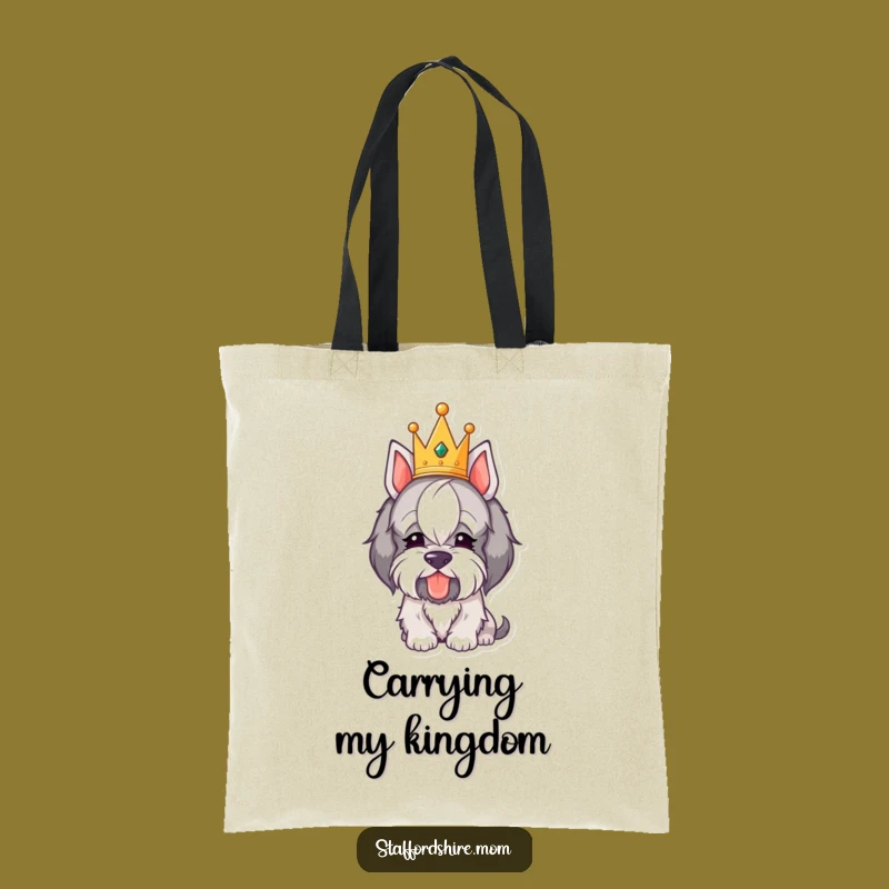 Funny Royal Staffordshire Tote Bag - Crowned Dog Bowing, Chic Accessory!